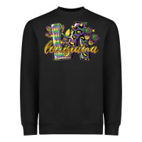 Black louisiana leopard mardi gras 12 inches 300 dpi Heavyweight Sweatshirt - CowGirlArtShop