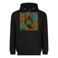 Black tiger leopard turquoise glitter seamless pattern Heavyweight Hoodie - BundleAndBundleShop