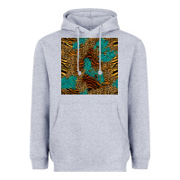 Heather Grey tiger leopard turquoise glitter seamless pattern Heavyweight Hoodie - BundleAndBundleShop