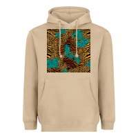 Mushroom tiger leopard turquoise glitter seamless pattern Heavyweight Hoodie - BundleAndBundleShop