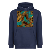 Navy tiger leopard turquoise glitter seamless pattern Heavyweight Hoodie - BundleAndBundleShop