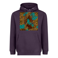 Plum tiger leopard turquoise glitter seamless pattern Heavyweight Hoodie - BundleAndBundleShop