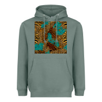 Sage tiger leopard turquoise glitter seamless pattern Heavyweight Hoodie - BundleAndBundleShop