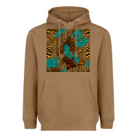 Tiger Leopard Turquoise Glitter Seamless Pattern Heavyweight Hoodie | Teevron