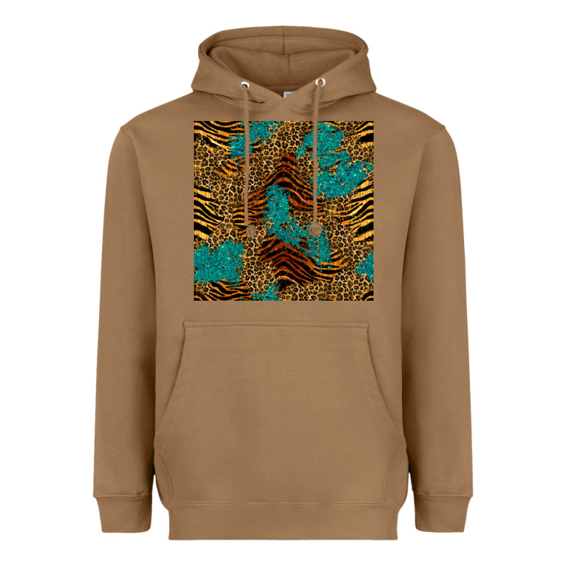 Tiger Leopard Turquoise Glitter Seamless Pattern Heavyweight Hoodie by BundleAndBundleShop | Teevron
