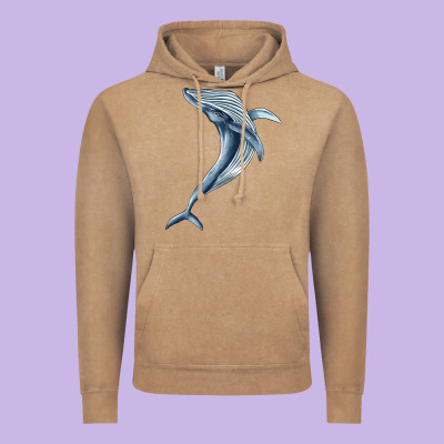 Humpback Whale Jumping Vintage Hoodie Designed By Barkaloodesign