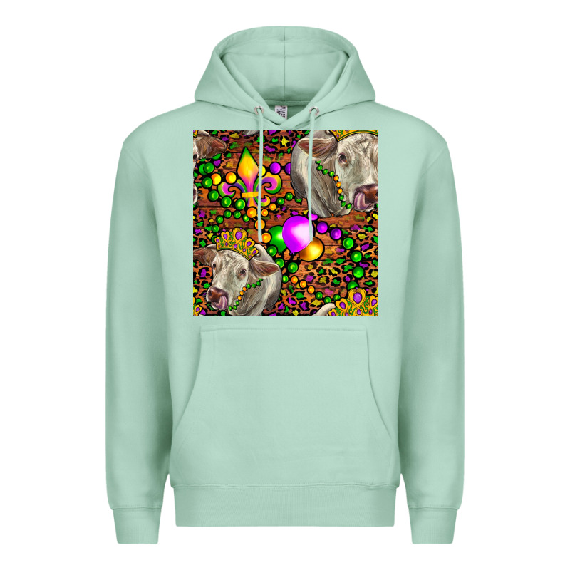 Mardi Gras Cow Leopard Seamless Pattern Premium Hoodie by FaDigitalArtStudio | Teevron