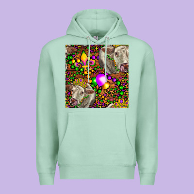Mardi Gras Cow Leopard Seamless Pattern Premium Hoodie Designed By Fadigitalartstudio