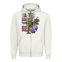 Oatmeal Heather Easter Saurus Rex Zipper Hoodie - OliviaCreatesArt