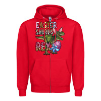 Red Easter Saurus Rex Zipper Hoodie - OliviaCreatesArt