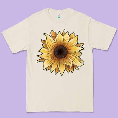 Watercolor Sunflower Premium Tee Designed By Jahusdesignshop