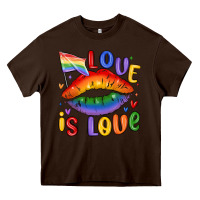 Chocolate Brown love is love lips Heavy Core Tee - MaliasSmallBusiness