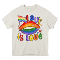 Cream love is love lips Heavy Core Tee - MaliasSmallBusiness