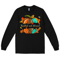 Black pumpkin thankful and blessed Long Sleeve Tee - NancyCooperArtShop