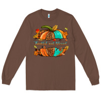 Chestnut pumpkin thankful and blessed Long Sleeve Tee - NancyCooperArtShop