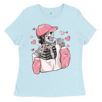 Baby Blue skeleton girl valentine's day Ladies Tee - MaliasSmallBusiness