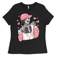 Black skeleton girl valentine's day Ladies Tee - MaliasSmallBusiness