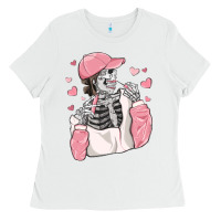White skeleton girl valentine's day Ladies Tee - MaliasSmallBusiness