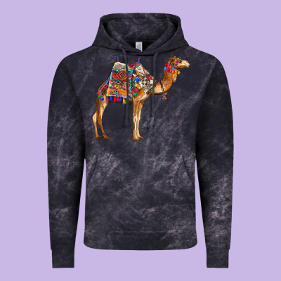 Camel With Colorful Saddle Vintage Hoodie Designed By Barkaloodesign