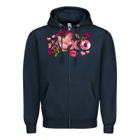 Navy Chicken Valentine's Day xoxo Zipper Hoodie - FaDigitalArtStudio