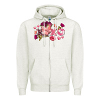 Oatmeal Heather Chicken Valentine's Day xoxo Zipper Hoodie - FaDigitalArtStudio