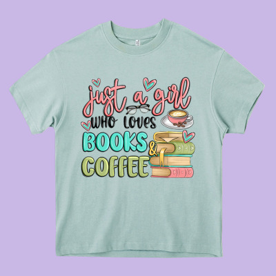 Just A Girl Who Loves Books And Coffee Heavy Core Tee Designed By Maliassmallbusiness