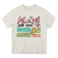 Cream just a girl who loves books and coffee Heavy Core Tee - MaliasSmallBusiness