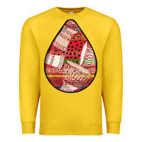 Lemon african fabric pattern teardrop earrings 3 Premium Sweatshirt - BundleAndBundleShop