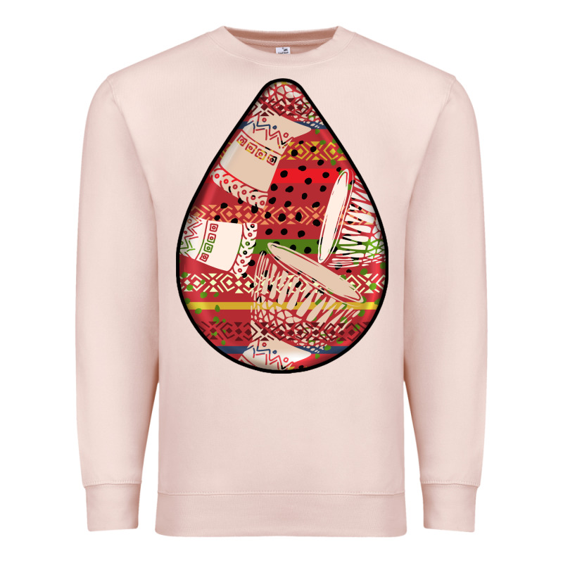 African Fabric Pattern Teardrop Earrings 3 Premium Sweatshirt by BundleAndBundleShop | Teevron