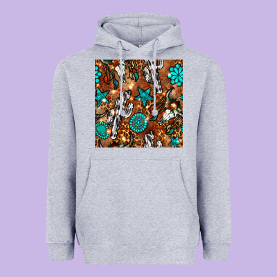 Western Gemstone Aztec Seamless Pattern Heavyweight Hoodie Designed By Bundleandbundleshop