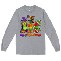 Heather Grey Happy Hallothanksmas Long Sleeve Tee - NancyCooperArtShop