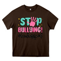 Chocolate Brown stop bullying kindness is cool Heavy Core Tee - MaliasSmallBusiness