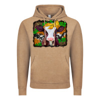 Vintage Coffee st patricks baby cow with leopard background Vintage Hoodie - Jasminsmagicworld