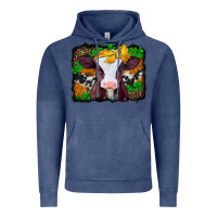 Vintage Denim st patricks baby cow with leopard background Vintage Hoodie - Jasminsmagicworld