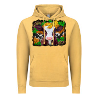 Vintage Mustard st patricks baby cow with leopard background Vintage Hoodie - Jasminsmagicworld
