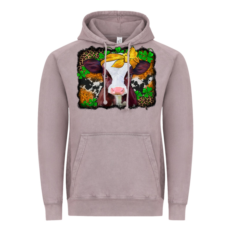 St Patricks Baby Cow With Leopard Background Vintage Hoodie by Jasminsmagicworld | Teevron
