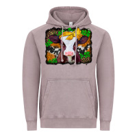 Vintage Zinc st patricks baby cow with leopard background Vintage Hoodie - Jasminsmagicworld