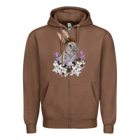 Chestnut Easter Day Flowers bunny Zipper Hoodie - OliviaCreatesArt