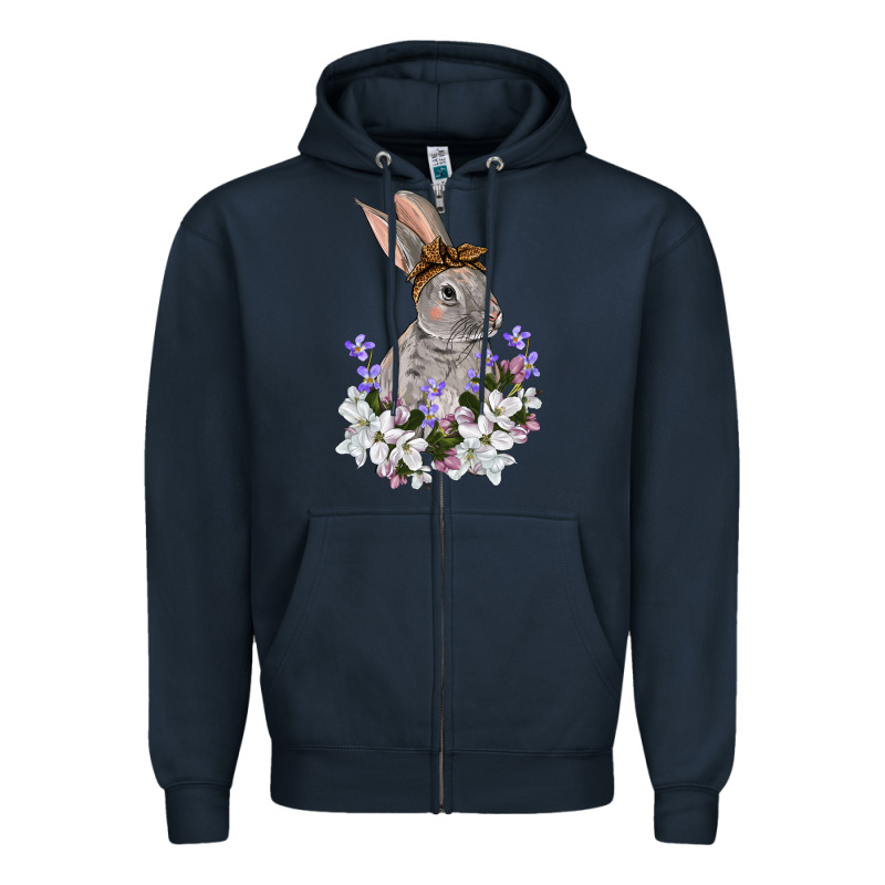 Easter Day Flowers Bunny Zipper Hoodie by OliviaCreatesArt | Teevron