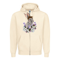 Sandshell Easter Day Flowers bunny Zipper Hoodie - OliviaCreatesArt