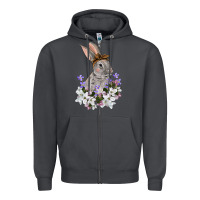 Smoke Easter Day Flowers bunny Zipper Hoodie - OliviaCreatesArt