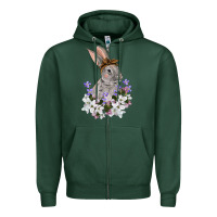 Sports Green Easter Day Flowers bunny Zipper Hoodie - OliviaCreatesArt