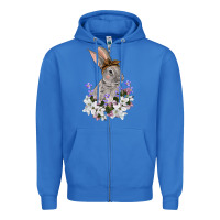 True Royal Easter Day Flowers bunny Zipper Hoodie - OliviaCreatesArt