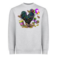 Heather Grey mardi gras chicken Heavyweight Sweatshirt - CowGirlArtShop