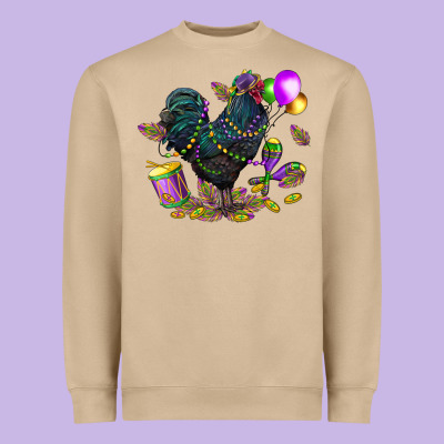 Mardi Gras Chicken Heavyweight Sweatshirt Designed By Cowgirlartshop