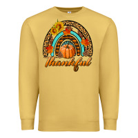 Antique Gold thankful pumpkin rainbow Premium Sweatshirt - BundleAndBundleShop