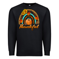 Black thankful pumpkin rainbow Premium Sweatshirt - BundleAndBundleShop