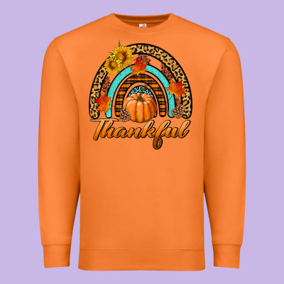 Thankful Pumpkin Rainbow Premium Sweatshirt Designed By Bundleandbundleshop