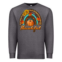 Charcoal Heather thankful pumpkin rainbow Premium Sweatshirt - BundleAndBundleShop