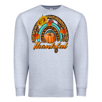 Heather Grey thankful pumpkin rainbow Premium Sweatshirt - BundleAndBundleShop